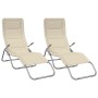 Tumbona plegable 2 uds textilene acero con recubrimiento crema by , Loungers - Ref: Foro24-360173, Price: 169,05 €, Discount: %