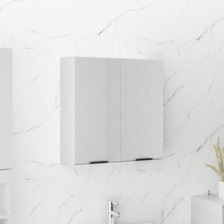 Armario de baño con espejo blanco brillante 64x20x67 cm de , Tocadores de baño - Ref: Foro24-811319, Precio: 91,05 €
