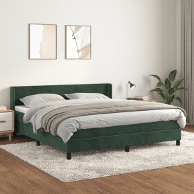 Cama box spring con colchón terciopelo verde oscuro 180x200 cm Cama box spring con colchón terciopelo verde oscuro 180x200 cm