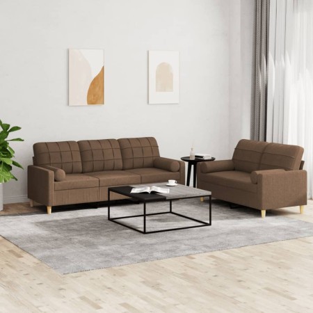 Juego de sofás con cojines 2 piezas tela marrón by , Sofas - Ref: Foro24-3201325, Price: 496,62 €, Discount: %