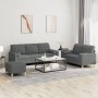 Juego de sofás con cojines 3 piezas tela gris oscuro by , Sofas - Ref: Foro24-3201331, Price: 599,63 €, Discount: %