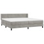 Cama box spring con colchón terciopelo gris claro 200x200 cm