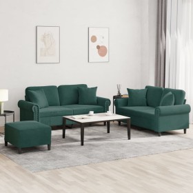 Juego de sofás con cojines 3 piezas terciopelo verde oscuro von , Sofas - Ref: Foro24-3202242, Preis: 606,06 €, Rabatt: %