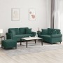 Juego de sofás con cojines 3 piezas terciopelo verde oscuro by , Sofas - Ref: Foro24-3202242, Price: 629,41 €, Discount: %