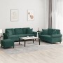 Juego de sofás con cojines 3 piezas terciopelo verde oscuro by , Sofas - Ref: Foro24-3202282, Price: 652,00 €, Discount: %