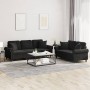 Juego de sofás con cojines 2 piezas terciopelo negro von , Sofas - Ref: Foro24-3202275, Preis: 590,47 €, Rabatt: %