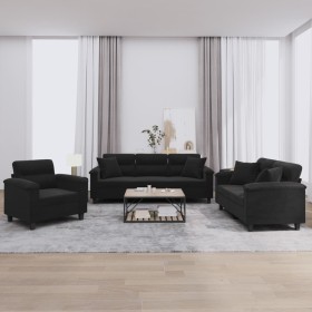 Juego de sofás con cojines 3 piezas tela microfibra negro von , Sofas - Ref: Foro24-3202305, Preis: 852,57 €, Rabatt: %