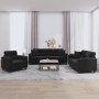 Juego de sofás con cojines 3 piezas tela microfibra negro by , Sofas - Ref: Foro24-3202305, Price: 852,57 €, Discount: %