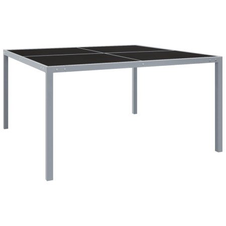 Mesa de jardín de acero y vidrio gris 130x130x72 cm en Mesas de jardín | Comprar online en Foro24