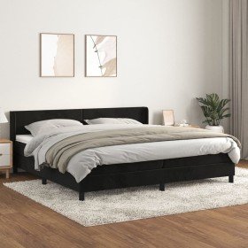 Cama box spring con colchón terciopelo negro 200x200 cm Cama box spring con colchón terciopelo negro 200x200 cm