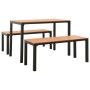 Set de comedor de jardín 3 pzas acero y WPC marrón y negro de , Conjuntos de jardín - Ref: Foro24-317140, Precio: 244,01 €, D...
