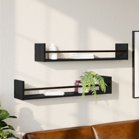 Estantes de pared con barras 2 unidades negro 80x16x14 cm by , Shelves and shelves - Ref: Foro24-835439, Price: 39,52 €, Disc...