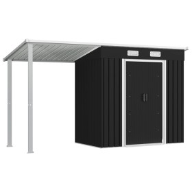 Cobertizo jardín con tejado extendido acero gris 346x121x181 cm by , Sheds - Ref: Foro24-144034, Price: 473,38 €, Discount: %