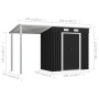 Cobertizo jardín con tejado extendido acero gris 346x121x181 cm by , Sheds - Ref: Foro24-144034, Price: 473,38 €, Discount: %