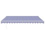 Toldo retráctil aluminio y tela azul y blanco 4x3 m