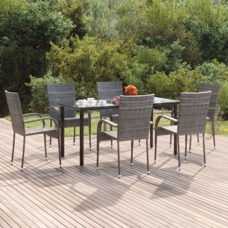 Juego de comedor de jardín 7 piezas ratán sintético gris von , Gartensets - Ref: Foro24-3156665, Preis: 394,41 €, Rabatt: %