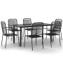 Juego de comedor jardín 7 pzas acero y cuerda de algodón negro by , Garden sets - Ref: Foro24-3156537, Price: 438,33 €, Disco...