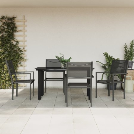 Juego de comedor para jardín 5 piezas acero y textilene negro by , Garden sets - Ref: Foro24-3200728, Price: 318,44 €, Discou...
