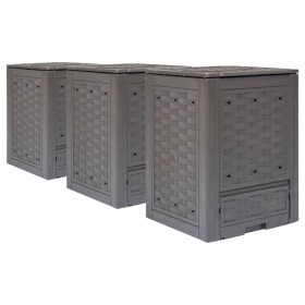 Compostador de jardín 3 uds plástico ratán 60x60x83 cm 900 L de , Compostadores - Ref: Foro24-278918, Precio: 204,82 €, Descu...