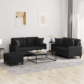 Juego de sofás con cojines 3 piezas cuero sintético negro von , Sofas - Ref: Foro24-3201373, Preis: 520,12 €, Rabatt: %