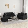 Juego de sofás con cojines 3 piezas cuero sintético negro by , Sofas - Ref: Foro24-3201373, Price: 520,12 €, Discount: %