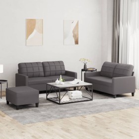 Juego de sofás con cojines 3 piezas cuero sintético gris de , Sofás - Ref: Foro24-3201365, Precio: 419,53 €, Descuento: %
