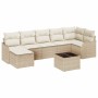 Conjunto de sofá de jardín con cojín 8 pcs Beige Poliratán