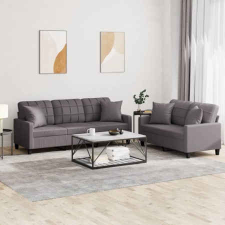 Juego de sofás con cojines 2 piezas cuero sintético gris von , Sofas - Ref: Foro24-3201390, Preis: 500,60 €, Rabatt: %
