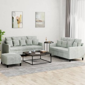Juego de sofás con cojines 3 piezas terciopelo gris claro by , Sofas - Ref: Foro24-3201710, Price: 474,07 €, Discount: %