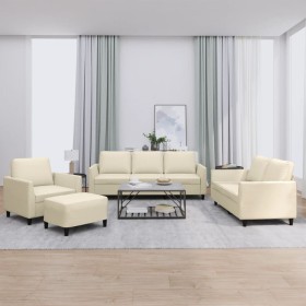 Juego de sofás con cojines 4 piezas cuero sintético crema by , Sofas - Ref: Foro24-3201746, Price: 591,23 €, Discount: %