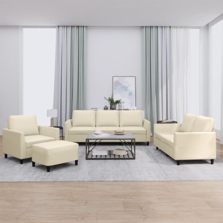 Juego de sofás con cojines 4 piezas cuero sintético crema by , Sofas - Ref: Foro24-3201746, Price: 591,23 €, Discount: %