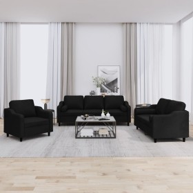 Juego de sofás con cojines 3 piezas tela negro by , Sofas - Ref: Foro24-3201790, Price: 617,57 €, Discount: %