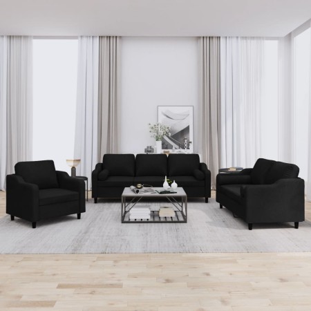 Juego de sofás con cojines 3 piezas tela negro von , Sofas - Ref: Foro24-3201790, Preis: 617,57 €, Rabatt: %