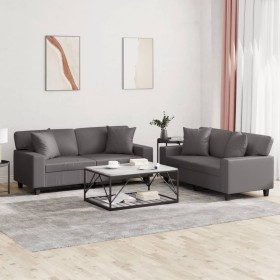 Juego de sofás con cojines 2 piezas cuero sintético gris by , Sofas - Ref: Foro24-3201926, Price: 550,47 €, Discount: %