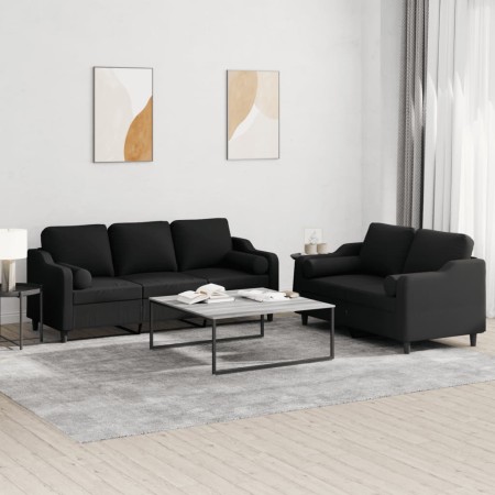Juego de sofás con cojines 2 piezas tela negro by , Sofas - Ref: Foro24-3201854, Price: 482,25 €, Discount: %