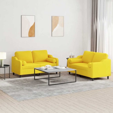 Juego de sofás con cojines 2 piezas tela amarillo claro by , Sofas - Ref: Foro24-3201823, Price: 445,51 €, Discount: %