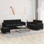 Juego de sofás con cojines 3 piezas tela microfibra negro by , Sofas - Ref: Foro24-3202347, Price: 623,31 €, Discount: %
