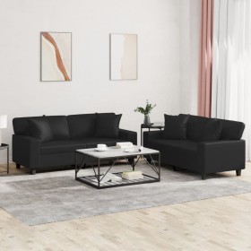 Juego de sofás con cojines 2 piezas cuero sintético negro de , Sofás - Ref: Foro24-3201924, Precio: 549,45 €