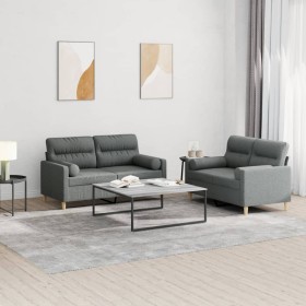 Juego de sofás con cojines 2 piezas tela gris oscuro by , Sofas - Ref: Foro24-3201585, Price: 419,30 €, Discount: %