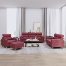 Juego de sofás con cojines 4 piezas tela rojo tinto de , Sofás - Ref: Foro24-3201566, Precio: 681,76 €, Descuento: %