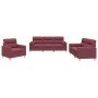 Juego de sofás con cojines 3 piezas tela rojo tinto by , Sofas - Ref: Foro24-3201558, Price: 639,64 €, Discount: %
