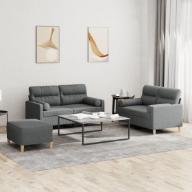 Juego de sofás con cojines 3 piezas tela gris oscuro by , Sofas - Ref: Foro24-3201593, Price: 480,62 €, Discount: %