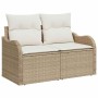 Conjunto de sofá de jardín con cojín 8 pcs Beige Poliratán