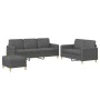 Juego de sofás con cojines 3 piezas tela gris oscuro by , Sofas - Ref: Foro24-3202127, Price: 554,29 €, Discount: %