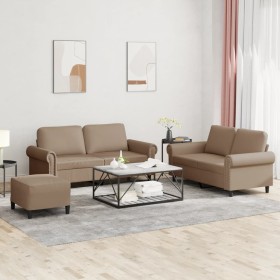 Juego de sofás con cojines 3 piezas cuero sintético capuchino de , Sofás - Ref: Foro24-3202159, Precio: 495,53 €, Descuento: %