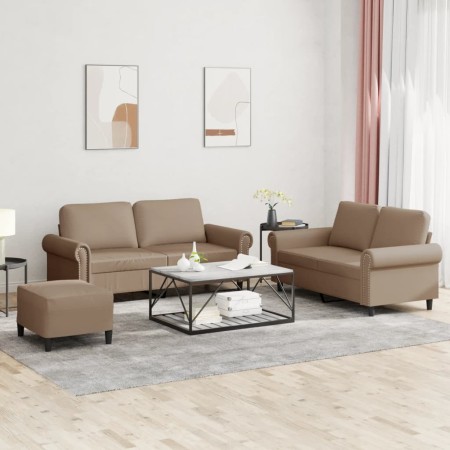 Juego de sofás con cojines 3 piezas cuero sintético capuchino de , Sofás - Ref: Foro24-3202159, Precio: 495,53 €, Descuento: %
