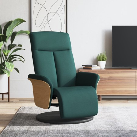 Sillón reclinable con reposapiés tela verde oscuro