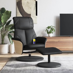 Sillón reclinable masaje con reposapiés cuero sintético negro by , Armchairs - Ref: Foro24-356640, Price: 194,08 €, Discount: %