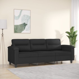 Sofá de 3 plazas de tela de microfibra negro 180 cm by , Sofas - Ref: Foro24-359570, Price: 375,51 €, Discount: %