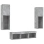 Muebles TV pared con LED 5 pzas madera ingeniería gris hormigón by , TV Furniture - Ref: Foro24-3216607, Price: 158,96 €, Dis...